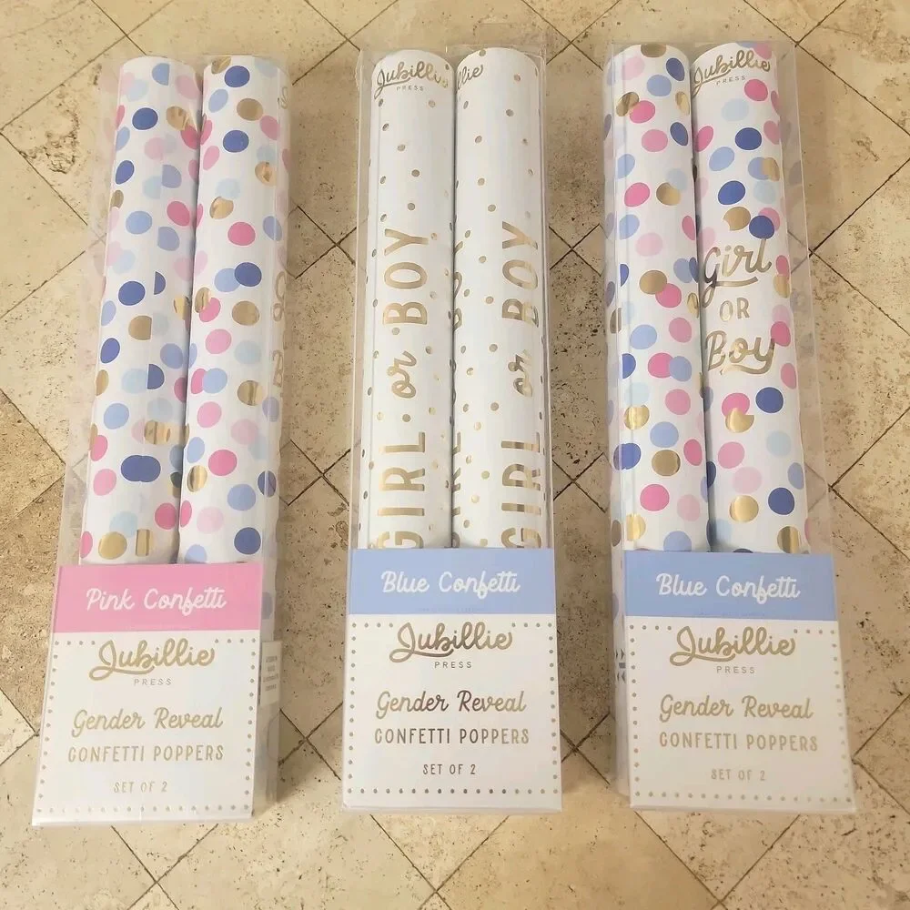 Gender Reveal Confetti Poppers Set of 2 – Pink & Blue – Jubililee Press – Party